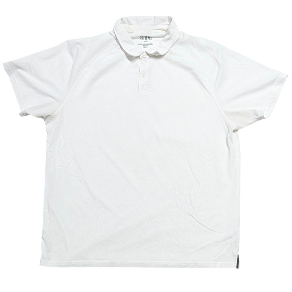 Rhone Mens XL White Short Sleeve Performance Pique Polo Shirt Raglan Golf Top